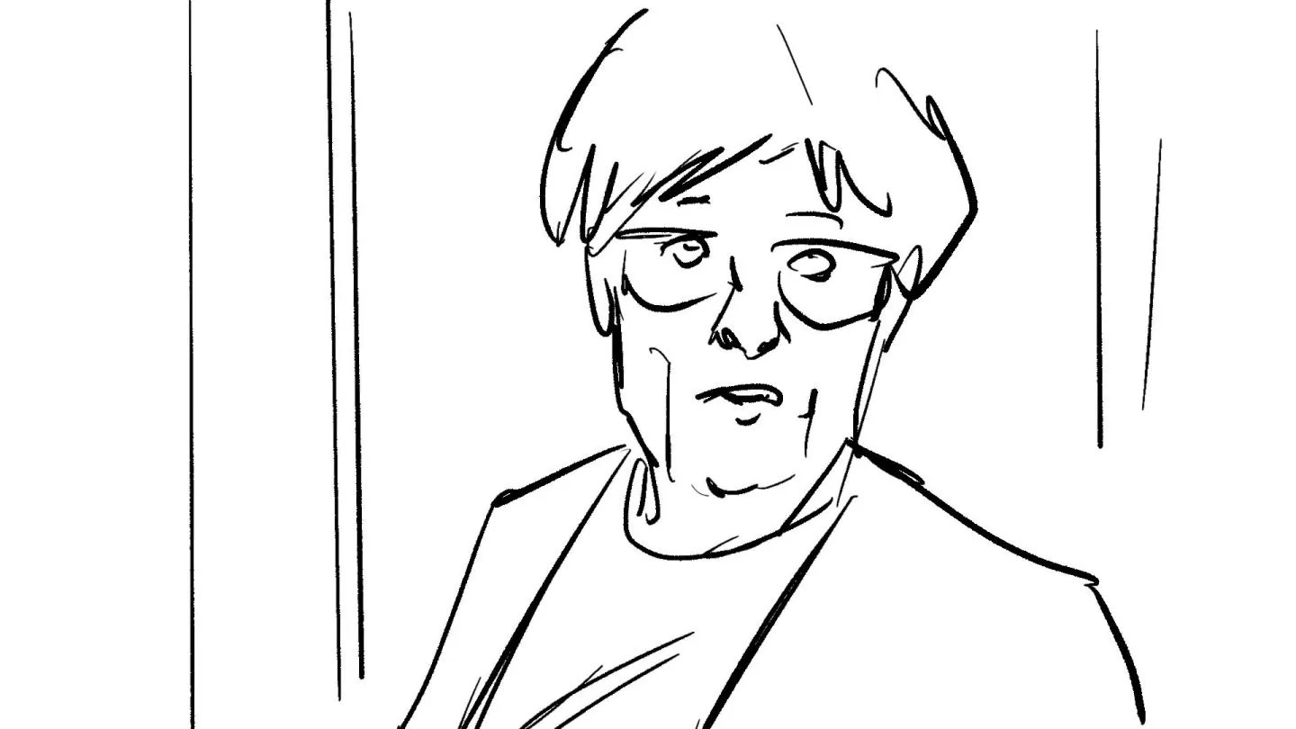 Storyboard sketch of Pat for the Wiltshire Farm Foods advert