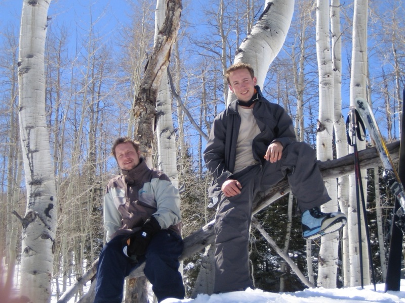 Sam Hearn and Richard Penfold in the aspens, Colorado
