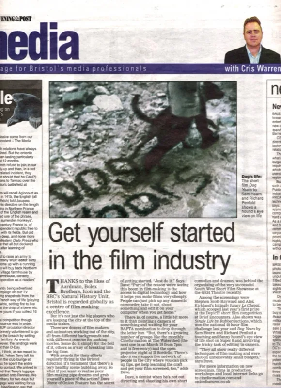 Evening Post media page, 2003, featuring Dog Years